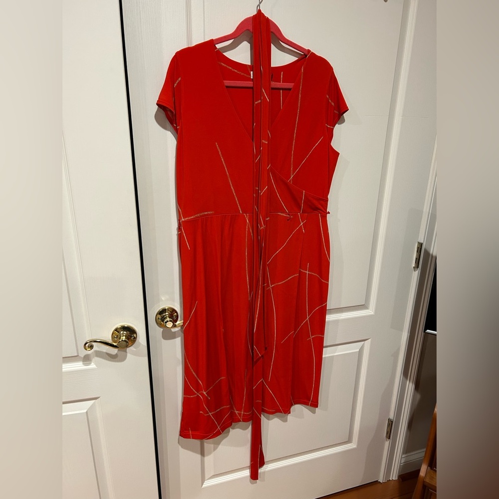 Calvin Klein red/orange wrap dress Size: 14